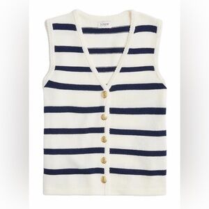 j crew factory | striped button sweater vest - antique navy stripe